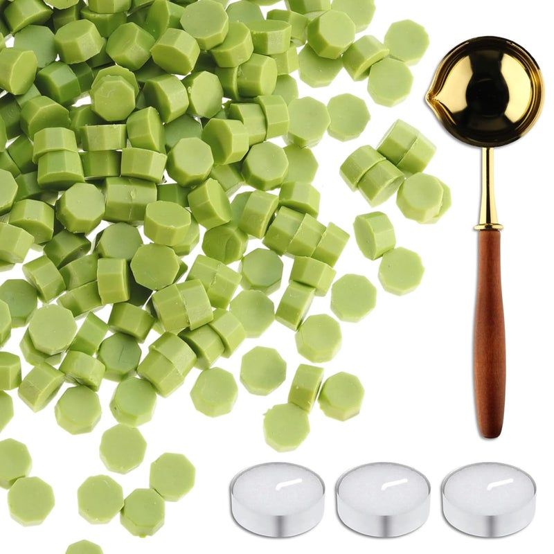 Cazzon 420 Pcs Vintage Wax Sealing Beads for Wax Seal Stamp, Antique Decor for Wedding Invitations, Envelope, Letters, DIY Crafts Gift Wrap (Green A) - Image 1
